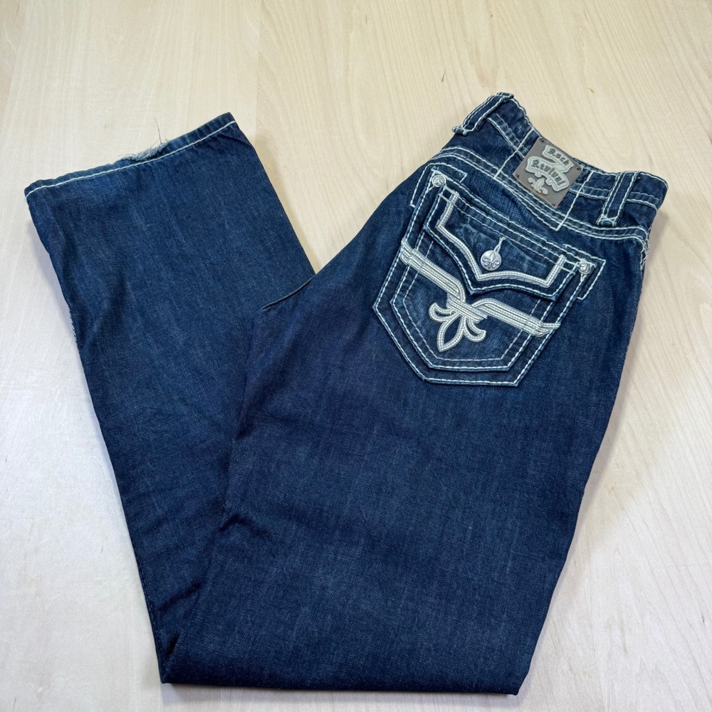 Rock Revival‎ Mens Caesar Relaxed Straight Dark Wash Jeans Size 38